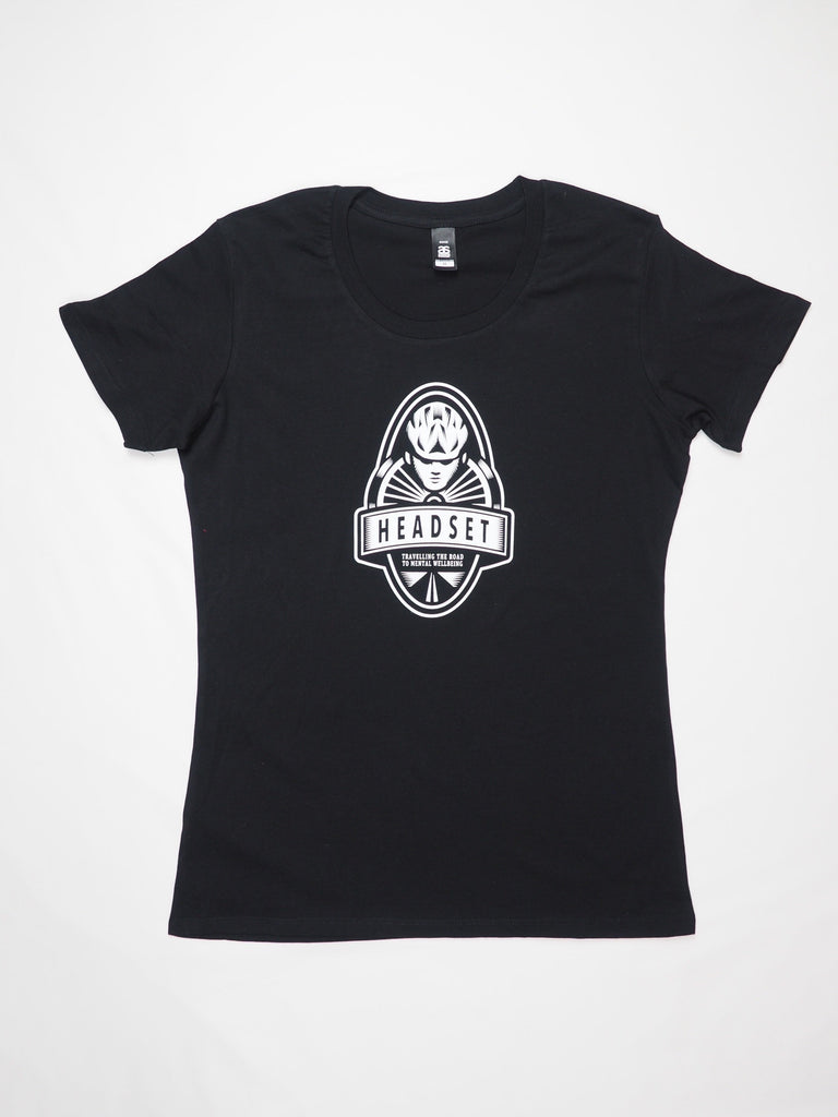 Headset Logo T Shirt Black Ladies